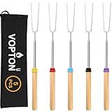 5 Pcs Marshmallow Roasting Sticks for Fire Pit Long 32Inch, Smores Sticks Skewers, Smores Kit for Fire Pit, Premium Telescoping Hot Dog Roasting Sticks for Campfire Accessories Outside Camping VOPTON