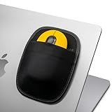 Afterplug Stick-On Mouse Holder for Laptop, Adhesive Storage Pouch Compatible with Logitech Anywhere, Pebble & Pop, Magic Mouse 1 & 2, Black
