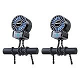 2 Pack Multifunctional Portable Stroller Fan 4 Speed 6600rpm High Speed Usb Rechargeable Personal Mini Handheld Fan Extended Tripod For Desktop Winding Kids Bed Treadmill Bike Golf Cart Outdoor Travel