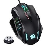 Redragon M908 Impact RGB LED MMO Gaming Mouse with 12 Side Buttons, Optical Wired Ergonomic Mouse with Max 12,400DPI, High Precision, 18 Programmable Macro Shortcuts, Comfort Grip