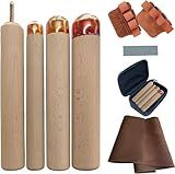 Flint Knapping Tools Kit Obsidian Crafting Tool, Dragon Crystal Stone Age Toolkit, Flint Napping Tools for Both Pros and Beginners, Including 1 Pressure Flaker,3 Copper Boppers, Tool Bag, Leather Pad