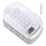 2 in 1 Nail Drill Bits Holder & Cleaning Brush Case,30 Holes Dustproof Nail Art Drill Bits Stand Display Storage Box and Nail Drill Bits Cleaner Manicure Tools Shiny (Multicolor)