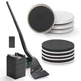 Furniture Lifter Tool + 8-Pack of 3.5" Sliders, Save 80% Effort, Safely and Easily, The Lift and Glide Tool Set for Heavy Furniture and Appliances, Reusable Moving Pads, Floor Protectors for Carpet