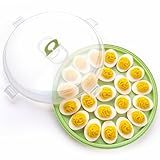 HANSGO Deviled Egg Containers with Lid, Deviled Egg Platter Carrier Holder Trays with 22 Slots for Holiday Party and Home Kitchen, Green