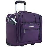 TPRC 15” Underseat Carry-On Luggage Airline Approved Personal Item with USB Charging Port, Purple