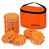 HEIGPAN GP908 8 Pack LED Road Flares Emergency Roadside Lights Safety Flashing Warning Beacon Disc Warning Flare Kit with Hook Magnetic Base for Car Truck & 9 Flash Modes (Batteries Not Included)