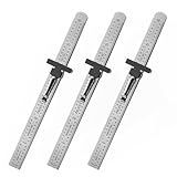 PEC Tools 6” Machinist Pocket Ruler – 3 Pack Bundle, Stainless Steel with Pocket Clip, Round End, 32nds and 64ths Graduations on Front, Decimal Equivalents Chart on Back, Made in USA