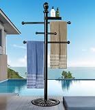 Yozoluck Pool Towel Rack Outdoor, 6 Bars Metal Heavy Duty Never Tilt Pool Accessories with Heavy Metal Base, Hot Tub Accessories Towel Dying Rack Towel Stand for Pool, Spa