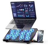 Trullypine Laptop Cooling Pad with 12 Quiet Fans, Slim Portable for 12-17.3 Inch Laptop Cooler Stand with 5 Height Adjustable, Ergonomic Gaming Cooling Fan Pad with Two USB Ports & Phone Holder (Gear)