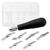 Luomorgo Linocut Carving Kit - Linoleum Cutter Tools with 6 Blades for Block Printing, Stamp Carving, DIY Sculpture (Black)