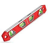 WORKPRO 12 Inch Torpedo Level, Magnetic Small Leveler Tool, Plumbing Level with Pitch Vial, Aluminum Reinforced, 4 Bubbles, V-Groove for Conduit Bending