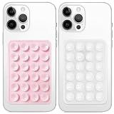 Anteel 2 Pack Silicone Suction Phone Case Mount, Non Slip Sticky Grip, Silicon Adhesive Suction Cup Mount, Strong Grip Holder for Selfies and Videos (LightPink&Translucent)