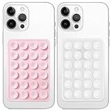 Galundge 2 Pack Silicone Suction Phone Case Mount, Non Slip Sticky Grip, Silicon Adhesive Suction Cup Mount, Strong Grip Holder for Selfies and Videos (LightPink&Translucent)