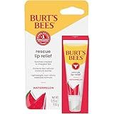 Burt's Bees Stocking Stuffers, Rescue Lip Relief, Watermelon, Hydrating Lip Balm for Dry Cracked Lips, with Responsbily Sourced Beeswax and Shea Butter, 100% Natural Origin, 1 Squeezy Tube, 0.35oz