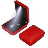Luxury Pendant Necklace Gift Box, Velvet Jewelry Box Storage Case Organizer Holder for Proposal Engagement Wedding Anniversary Birthday Valentine's Day (Red)