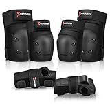 Forzueby Adult/Kids Knee Pads Elbow Pads Wrist Guards 6 in 1 Protective Gear Set for Inline Roller Skating Skateboarding Scooter BMX etc