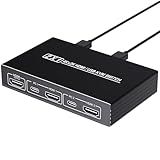 HDMI KVM Switch 1 Monitor 2 Computers, 4K@60Hz Plug and Play KVM Switch with 2-Way HDMI and 4-Way USB2.0 Input, One Output, for Sharing A Set Monitor Keyboard Mouse Printer