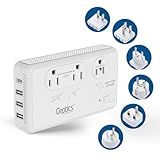Ceptics 2000W Travel Voltage Converter for Hair Dryer & 200W Convert 220V to 110V for Curling Iron, Straightener, Chargers, Step Down World Power 4 USB Charging QC 3.0 SWadApt Type A, B, C, E/F, G, I