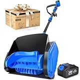 Electric Cordless Snow Shovel, 14.4-Inch | 24V | 5.0Ah Brushless Cordless Snow Blower with Battery and Charger, 26ft Throwing Distance, 5000RPM/Min, Snow Removal for Driveway/Steps/Patio/Sidewalk