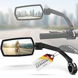WITTKOP Bike mirror | Large HD field of vision | 360° rotatable & foldable | Mounting above & below | Break-proof & durable | ebike accessories, bike mirror handlebar mount, bicycle mirrors