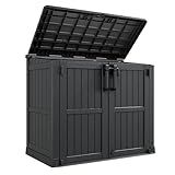 GULAIMOAO Horizontal Resin Storage Shed 36 Cu Ft with Lockable Doors, Portable Outdoor Storage Cabinet -Easy to Assemble,Sheds & Outdoor Storage, Waterproof Outdoor Storage Box for Backyards,Black