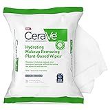 CeraVe Makeup Remover Wipes, Plant Based Face Wipes with Glycerin, 25ct