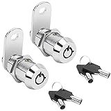 AKEYSRC 2 Pack Tubular Cam Locks, RV Storage Door Locks, Cabinet Locks with 1-1/8'' Cylinder, Atom Lock for Arcade Machine, Cash Door, Tool Box, Chrome Finish and Keyed Alike (1-1/8 Inch 90°)