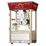 Matinee Popcorn Machine - 8oz Popper with Stainless-Steel Kettle, Reject Kernel Tray, Warming Light, and Accessories by Great Northern Popcorn (Red)
