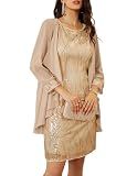 GRACE KARIN Sequin Dress Formal Dresses for Women Evening Party Sequin Dress for Wedding Guest Gold L