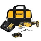 DEWALT 20V MAX XR Oscillating Tool Kit with Blades, 3 Speed Cordless Brushless Multitool, Up to 20,000 OPM, LED Light, Battery and Charger Included (DCS356C1)