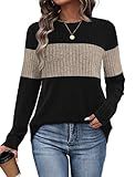 Womens Fall Fashion 2025 Trendy Cozy Sweaters Tops Business Casual School Outfits for Teachers Winter Clothes Comfiest Airport Outfits Luxury Black Khaki L