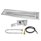 Stanbroil 48 x 6 Inch Linear Natural Gas Fire Pit Burner with Spark Ignition Kit, Stainless Steel Gas Fire Pit Kit Insert for DIY Fireplace, 91,000 BTU'S Max