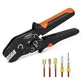 Sanuke Wire Crimping Tool, Ratcheting Wire Crimper for Open Barrel Terminal Connectors, Electrical Crimping Tool for DuPont AMP Deutsch DELPHI JST TYCO Connectors, 24-14 AWG