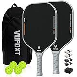 Pickleball Paddles Set of 2, Lightweight Raw Carbon and Glass Fiber Surface Pickleball Racket Set with 14mm PP Honeycomb Core, USAPA Compliant, 4 Pickle Balls, 4 Tapes, 1Bag, 1 Paddle Cleaner