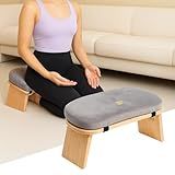 HOSASSPER Bamboo Meditation Bench, Folding Meditation Stool with Velvet Cushion & Carry Bag, Seiza Prayer Stool, Kneeling Meditation Bench for Yoga, Mindfulness & Zen Practice