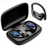 occiam Sport Wireless Earbuds Bluetooth Headphones 80hrs Playtime Deep Bass Ear Buds with Earhook Noise Cancelling Mic Waterproof Earphones for Workout Running Black