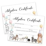 Pet Adoption Certificate - Adopt A Pet Certificate for Girl Boy- Puppy Dog Adoption Party Decorations - Puppy Birthday Party Favors - Lets Pawty Party Supplies, 10 Adoption Certificates (CC05)