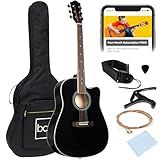 Best Choice Products 41in Beginner Acoustic Guitar Full Size All Wood Cutaway Guitar Starter Set w/Case, Strap, Capo, Strings, Picks - Black