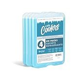 Cool Coolers by Fit & Fresh 4 Pack XL Slim Ice Packs, Quick Freeze Space Saving Reusable Ice Packs for Lunch Boxes or Coolers, Blue, 239ICE, 4 count (Pack of 1)