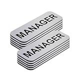 Manager 1 x 3 Name Tag, Silver (10 Pack)