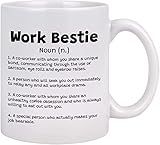 Livinges Work Bestie Mug Work Bestie Gifts For Women Funny Office Mugs, Bestie Mugs Coffee Mug Funny Work Mugs Gifts for Friends Best Coworkers, Employee Favorite Co Worker The Office Bff Mug 11oz