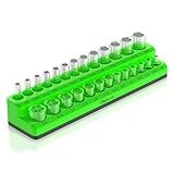 Olsa Tools Magnetic Socket Organizer | 1/4-inch Drive | SAE | Green | Holds 26 Sockets | Professional Quality Tools Organizer