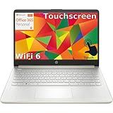 HP Touchscreen Laptop Computer for Student Home Study, 1-Year Office 365, 16gb Ddr4 Ram, 256gb Pcie Ssd, Intel Processor, 14 Inch Display, WiFi 6, Bluetooth, Webcam, Type-c, Pale Gold, Windows 11 s