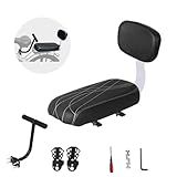 Woouagia Bicycle Rear Seat with Back,Pu Leather Soft Cushion Bicycle Passenger Seat,Rear Bike Seat Kids Including Cushion and Backrest, Armrest, Footrests (Black)