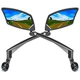 BriskMore Handlebar Bike Mirror - Crystal Clear HD Glass, 360° Adjustable&Foldable Mirror for Safe Riding, Wide Angle Rearview for E-Bikes, Mountain Bikes & Scooters,Bicycle Mirrors,1 PAIR