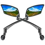 BriskMore Handlebar Bike Mirror - Crystal Clear HD Glass, 360° Adjustable&Foldable Mirror for Safe Riding, Wide Angle Rearview for E-Bikes, Mountain Bikes & Scooters,Bicycle Mirrors,1 PAIR