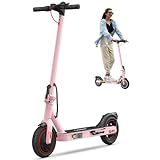iScooter Electric Scooter, 18 Mph Top Speed, 12 Miles Long Range, Commuting Electric Scooter with Cuise Control, Double Braking Systems Escooter for Adults and Teens - i8 Pink