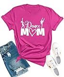 YZMI Dance Mom Shirt Mama Tshirt Funny Game Day Letter Print Short Sleeve Tee Tops Hot Pink M