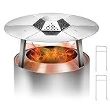 Wanchao Heat Deflector for Solo Stove Bonfire 19.5", for Fire Pit Captures Warmth-Magnifies The Heat Radius, for Solo Stove Accessories, 304 Stainless Steel with Carrying Handle & 3 Legs Accessory.