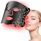 Aurphany Red Light Therapy Mask with Cooling Gel Pack, 7-Color NIR 850nm LED Face Mask, LED Light Therapy Mask (E106A) with Rechargeable Remote - 180 Mins Use, Red Light Mask Home Travel Gift, Black